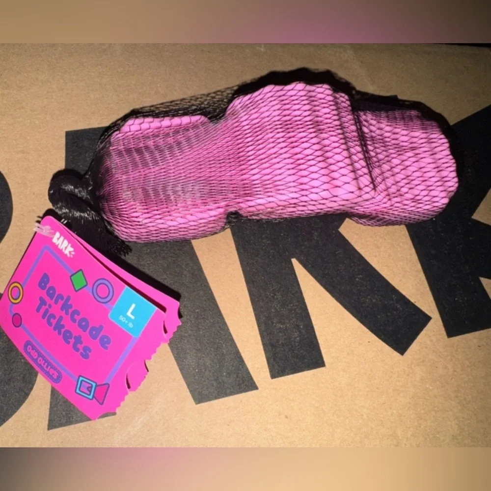 Barkbox SuperChewer L Dog Toy Barkcade Tickets solid nylon tough toy NEW PINK